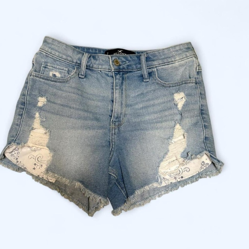 Hollister Light Blue Distressed Jean Shorts
